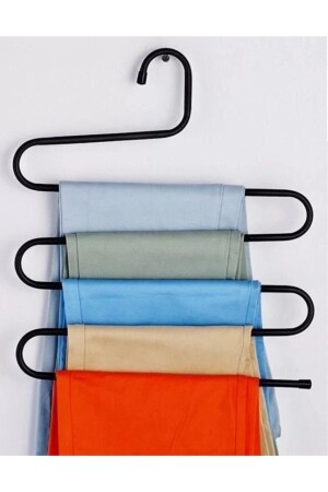 5 Layer Trousers Scarf Shawl Hanger Smart Hanger Inside the Wardrobe Black - Blue Side