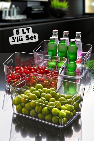 5 Liter klarer Kühlschrank- und Schrank-Organizer, 3 Stück, 27 x 19 x 11–5 cm - Nandy Home