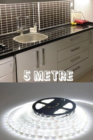 5 Mt White LED Strip Light with 12v Adapter for Kitchen Cabinet - Sanctum