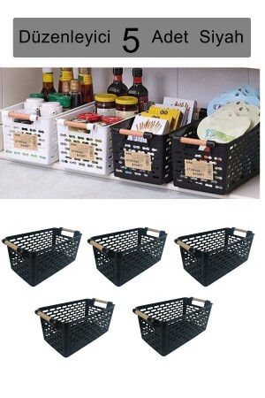 5 Multi-Purpose Organizer Baskets with Plastic Handles - Cabinet & Drawer & Bathroom Organizer Basket - Krm Home
