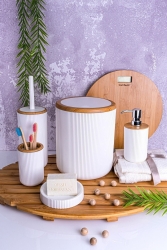 5 Parça Lena - 5 Parça Banyo Seti Beyaz Plastik H5081 - Genel Markalar