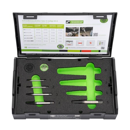 5-piece broken screw extractor set KUKKO 49 ser. - Kukko