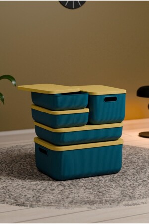 5 Piece Closet Organizer Basket with Cover Socks Clothes Organizer 5 Pieces-Set - Çavdar Group