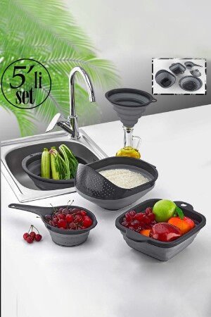 5 Piece Foldable Accordion Strainer Kitchen Set - Porsima