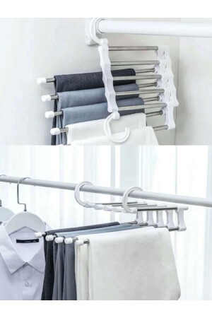 5-Piece Foldable Trouser Hanger Hangable on Wardrobe Rail Movable Portable Hanger Organizer - Özasya Avm
