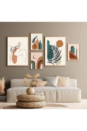 5 Piece Frame Looking Woman And Goblet Wall Decor Painting Set For Living Room Living Bedroom - Nt Handmade