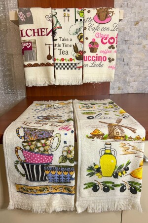 5-Piece Fringed Cotton 40x60 Cm Printed Towel Set Hand Face Kitchen Towel Soft Patterned Water Absorbent Set TOWEL-SET-40x60 - CNR Garden