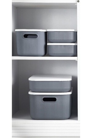 5 Piece Gray Closet Organizer Storage Basket with Cover Socks Clothes Organizer 5pcs-set - Bayev