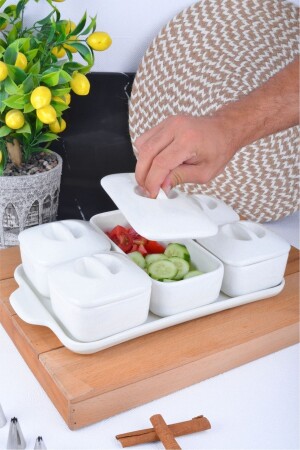 5-Piece Luxury Presentation Bowl with Stand and Cover, Breakfast and Snack Bowls Szk-Lxag. 12 - Sezka Life
