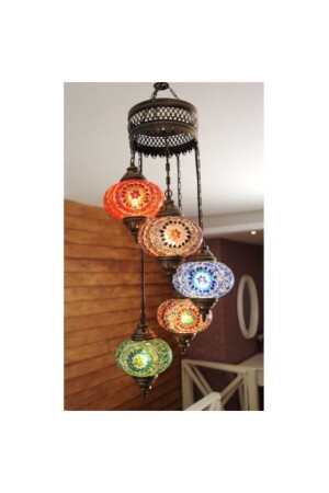 5-Piece Mosaic Pendant Lamp Chandelier Authentic Bohemian DEZ5LİAVİZE - DezHome