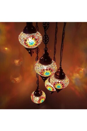 5-Piece Mosaic Pendant Lamp Chandelier Authentic Bohemian DEZ5LİAVİZENO2 - DezHome