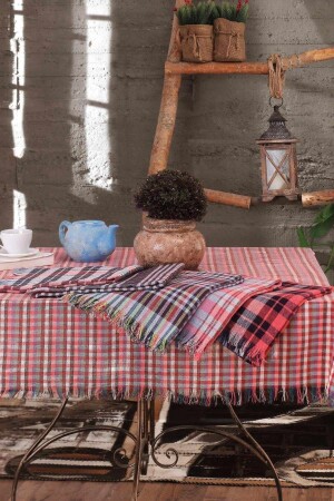 5-Piece Table Cloth & Picnic Cloth & Tablecloth Plaid Gingham Patterned 140x140 Cm - By Ballı Biocotton