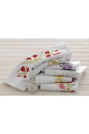 5 Pieces 50x90 Embroidered Hand and Face Towel BC100641 - Özdilek