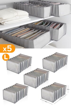 5 Pieces - 8 Compartment Gray Spotted Drawer Organizer – Large - Serstil