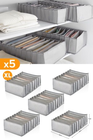 5 Pieces 8 Compartment Gray Spotted Drawer Organizer Xlarge - Serstil