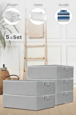 5 Pieces - Anthracite Base Base and Sofa Bed Type Storage Bag 64 X 45 X 22 Cm SERS995055 - Serstil