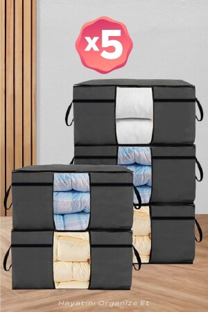 5 Pieces - Anthracite Gray Quilt Pillowcase 70x40x40 SERS652425 - Serstil