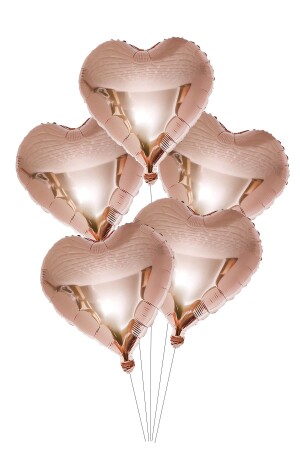 5 Pieces Rose Gold Foil Heart Flying Heart Balloon (copper) Romantic Marriage Proposal - Parti Dolabı