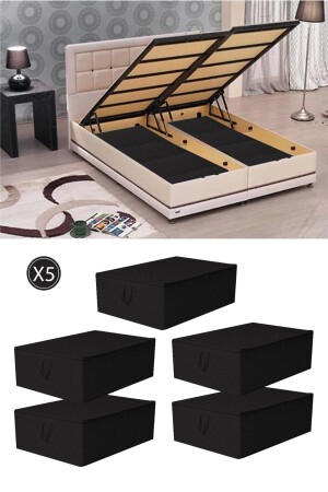 5 Pieces Sofa Bed Base Type Storage Bag - Under Base Large Size Storage Bag Black 64 X 45 X 22 Cm TYC00633400867 - Serstil