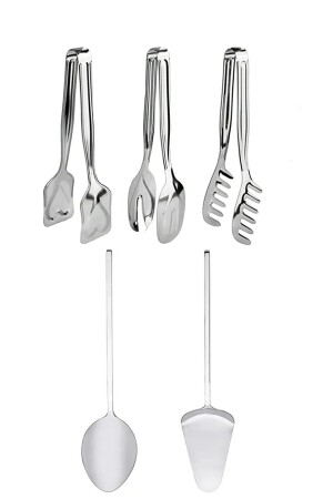 5 Pieces Stainless Steel Spatula Spoon Cake Pasta Salad Pastry Tongs, Service Presentation Dowry Set homdü12 - Homerest