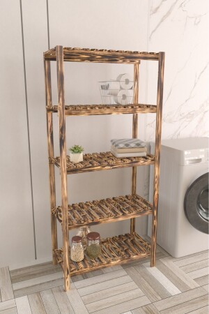 5 Raflı Masif Ahşap Banyo Düzenleyici Organizer 148*69*33*cm orgnzr101 - Victor Vallery