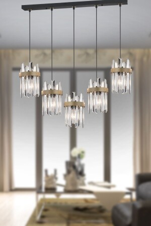 5 Row Black Antique Crystal Stone Modern Corridor Bedroom Living Room Crystal Chandelier 3944-05S-BL - Apliqa