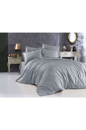 5 Star Luxury Hotel Type Double Elastic Striped Cotton Satin Duvet Cover Set PAMUKSATENNEV - GASEL ÇARŞI