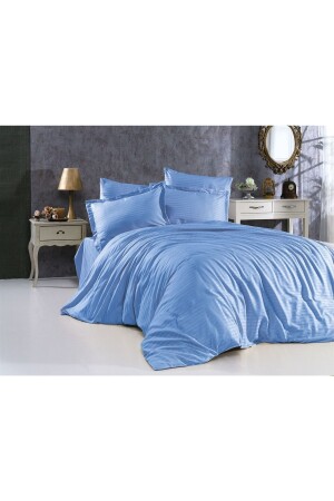 5 Star Luxury Hotel Type Single Double Elastic Striped Cotton Satin Duvet Cover Set PAMUKSATENNEV TEK - GASEL ÇARŞI