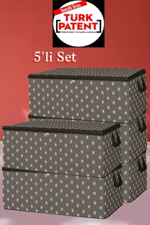 5 Stück große Bett-Aufbewahrungstasche, Kleidung, Kissen, Aufbewahrung, Organizer, Aufbewahrungstasche, 64 x 45 x 22 cm, Stern - Helen's Home