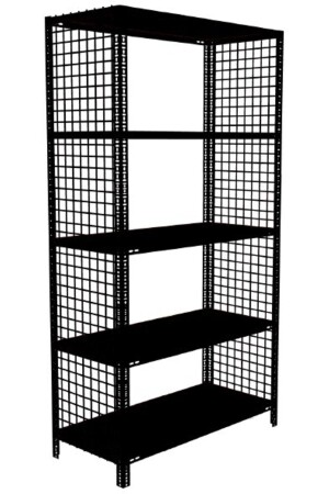 ® 5 Tiers Colored Wire Cage Steel Shelving. Decorative Shelf 43x93-black-200 Cm 5KRTLKRF-70 - RafBurada