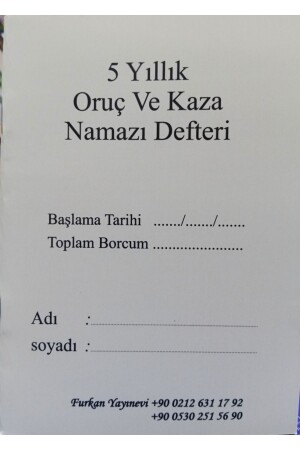 5 Year Fasting and Qada Prayer Book 2 Pieces 90 TL - Furkan Yayınları