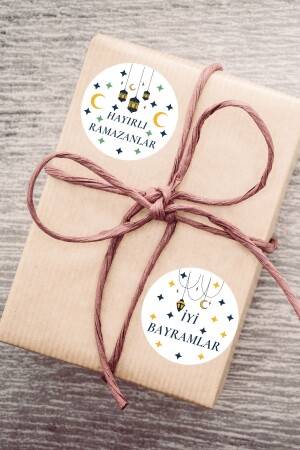 50 Happy Ramadan Stickers, 50 Happy Holidays Stickers - Ramadan Packaging Label - (100 in total) - Sanatıbedi