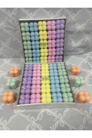 50 Pieces 5 Soft Colors Special Mini Bubble Candle Invitation Wedding Promise Engagement Henna Gift - Bluedaisycandle