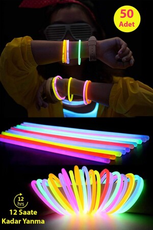 50 Pieces Glow Stick Highlighter Stick Bracelet - Technojet