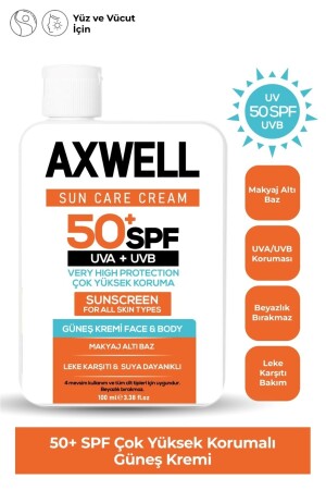 كريم رعاية الشمس من مكافحة البقع كريم الشمس عالية الحماية 50+ SPF 100 مل SUN004 - AXWELL