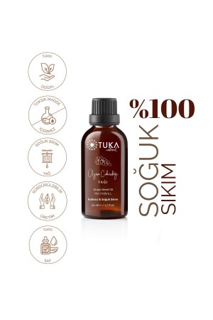 زيت بذور العنب من النباتات العضوية 50 مل (مضغوطة بالبرد) TUKA114050 - TUKA NATURAL