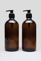 500ml Amber Glass Liquid Soap Dispenser (2 Pieces) TrCh-363 - TriChi Design