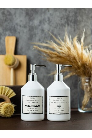 500ml Liquid Soap - Dishwashing Detergent Labeled Plastic Bottle with Silver Cap 500 Ml 2pcs plastic soap dispenser WHITESILVERSOAP - BÜYÜLÜ HOME
