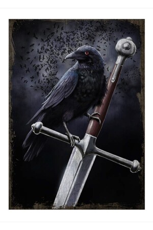50cmX70cm Wooden Painting Black Raven And Sword vertical-1985-50-70 - Cakatablo