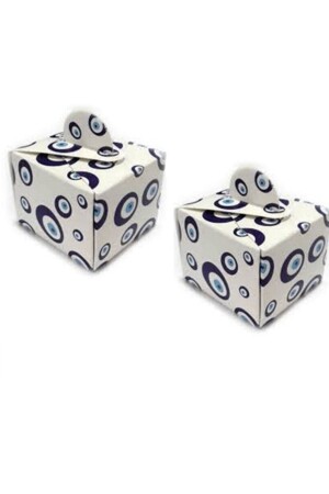 50pcs Square Evil Eye Beaded Turkish Delight Sunnah Baby Turkish Delight Holder Gift Distribution Mevlid Candy Box - Parti Dolabı