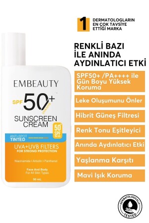 50spf Sun Cream with Tone Equalizing, Illuminating, Anti-Dark Spot and Color Concealer Features 50ml - Embeauty