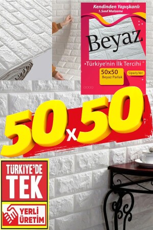 50x50 Cm 0-27 M² Self Adhesive Wallpaper Flexible Foam Panel 3d Dimensional Brick Pattern White - Bien Home