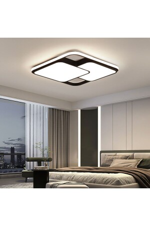 50x50cm Siyah 2'li Kare Led Tavan Lambası,avize,modern Aydınlatma,3 Işık Rengi,kumandalı CL8056 - CATLUZ