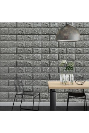 50x54 Cm 0-27 M² Gray Erasable Self-Adhesive Wallpaper Flexible Panel 3d Brick Pattern - Renkli Duvarlar