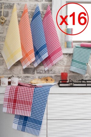 50x70cm Set of 16 Kitchen Tea Towels Gingham - Modacosmo