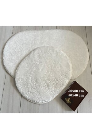 MNZ-50x80/50x40، 2 قطع حمام السجادة بلوش فرش السجاد أبيض بيض البيضاء 2 قطع فرش أبيض - Bünyan Halı