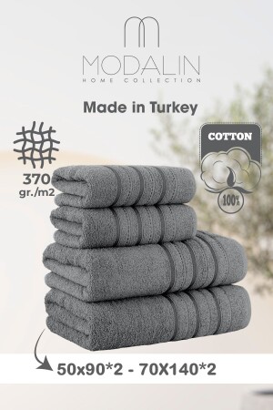 50x90 - 70x140 Cm Dora 4'lü Banyo Havlusu Seti - Modalin