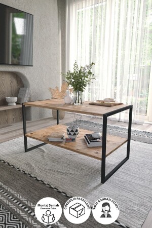 50x90 Metal Coffee Table Rectangular Coffee Table with Shelf Coffee Table Pine Bfg-50x90-Coffee Table - Bofigo