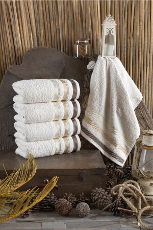 50x90 Soft Towel Set of 4 Natural 153-99-0118 - Binnur Home