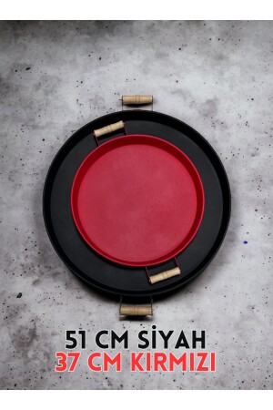 51 Cm Black 37 Cm Red 2 Piece Metal Round Tray Presentation Tray Tea Coffee Tray 37ve51cm - kitchen trend